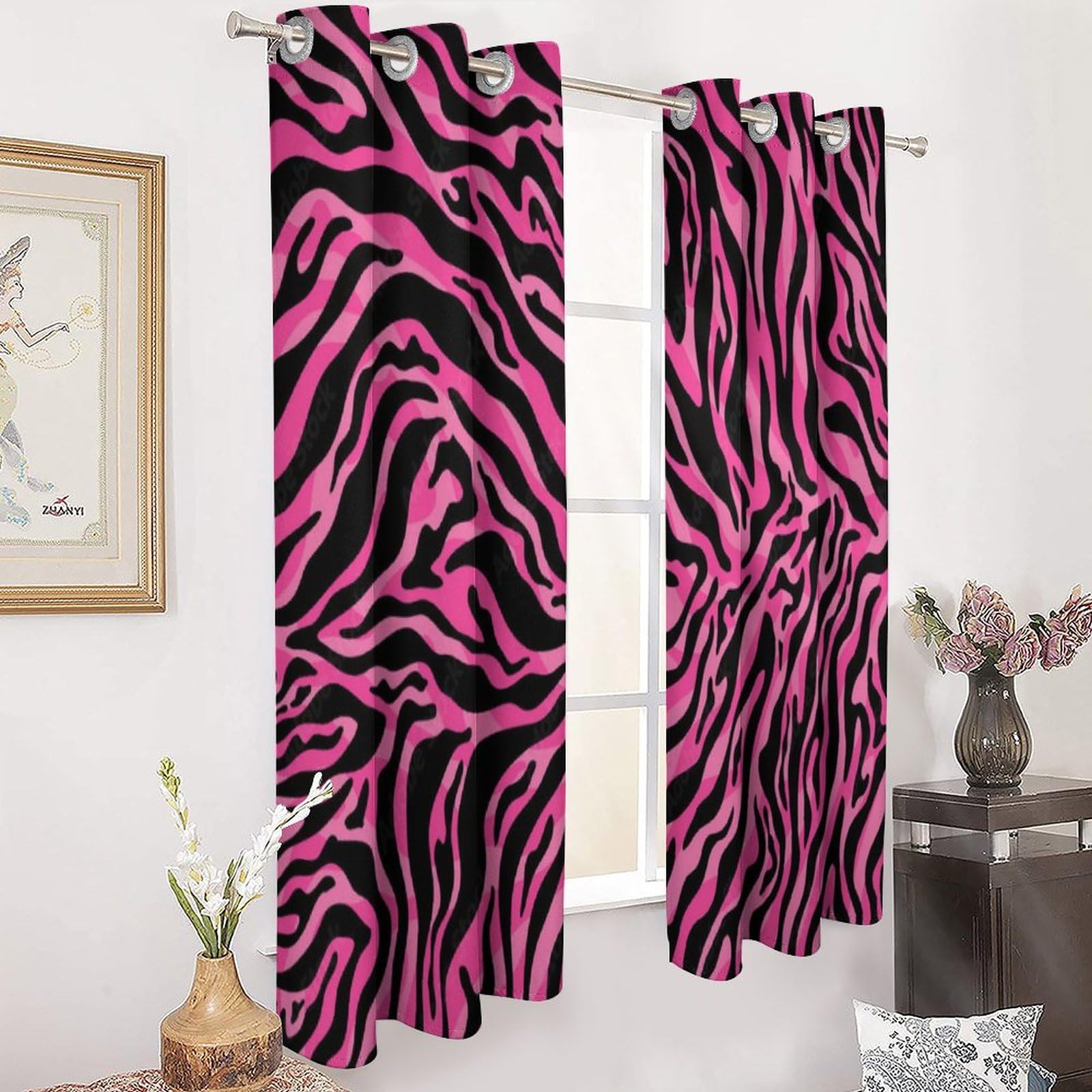 RR ゼブラ カーテン 2枚 遮光 ピンク 194cm RR ゼブラ カーテン 2枚 遮光 ピンク 194cm RR様専用 ゼブラ カーテン